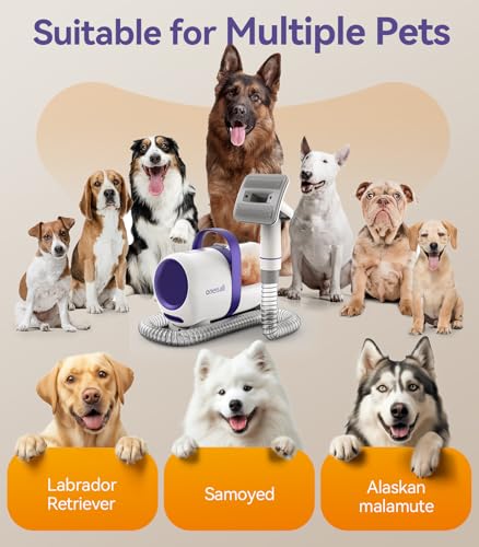 oneisall Dog Hair Vacuum Shedding Grooming Brush Kits for Pet Thick Coats