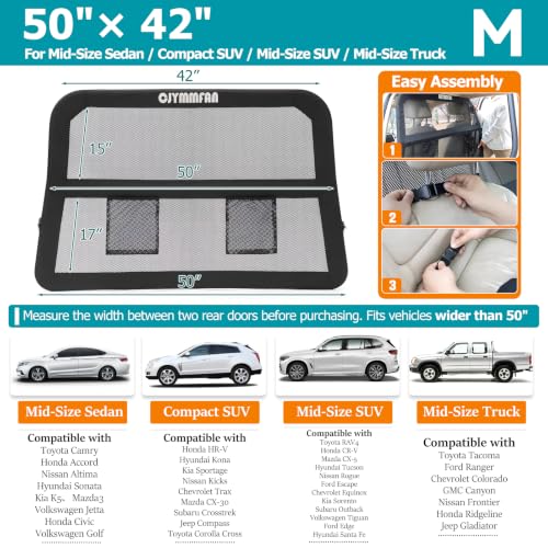 CJYMMFAN Dog Barrier for Car Back Seat & Cargo Area with Wider Coverage