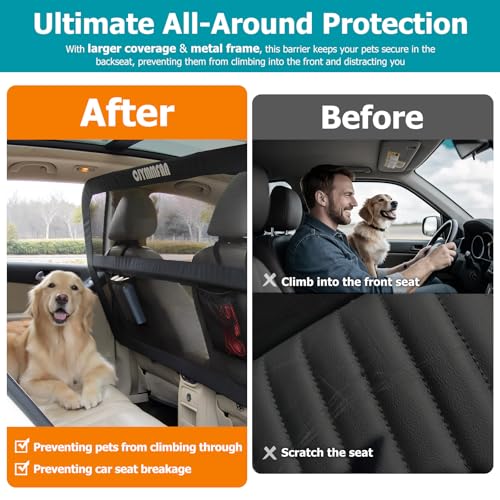 CJYMMFAN Dog Barrier for Car Back Seat & Cargo Area with Wider Coverage