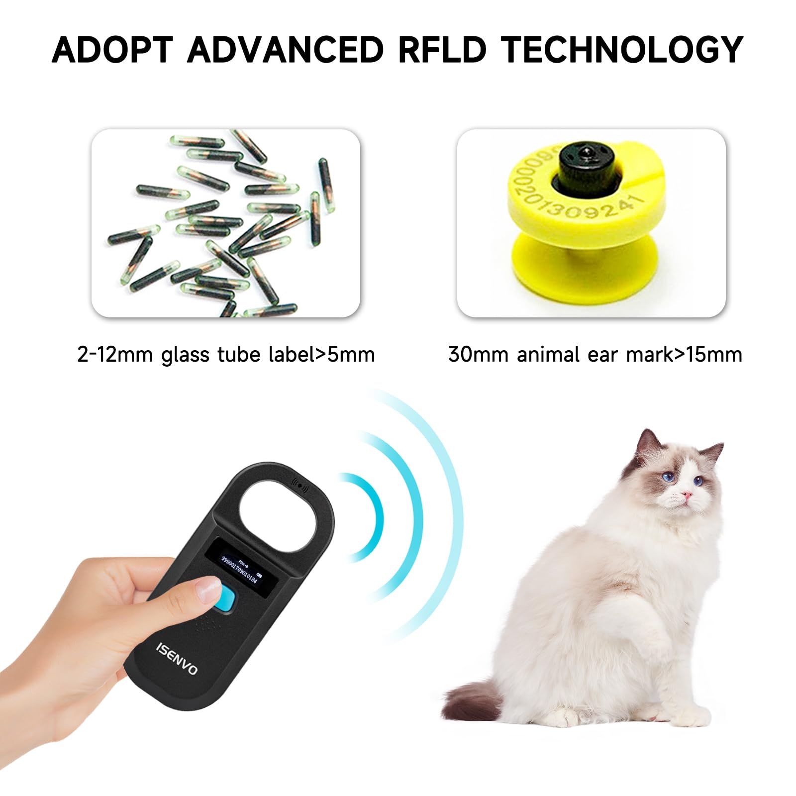 Rechargeable RFID Pet Microchip Scanner with Animal ID Reader
