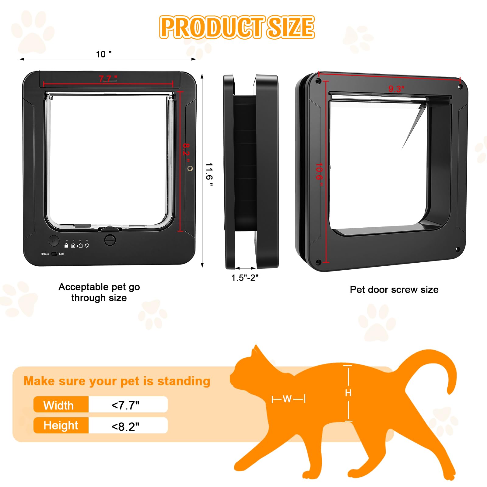 RFID Smart Cat Door with Collar Sensor and Remote Control