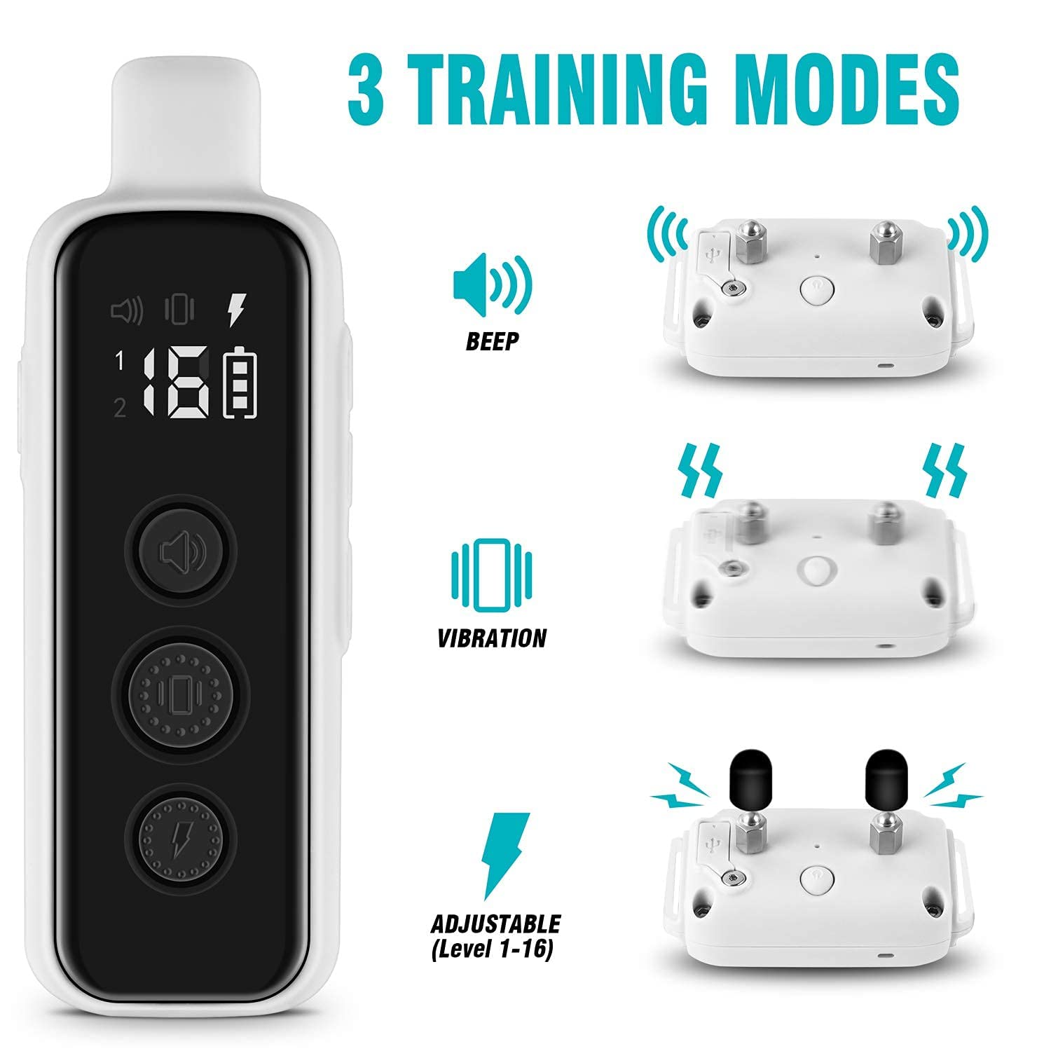 Waterproof Dog Training Collar with Beep Vibration and Remote Control