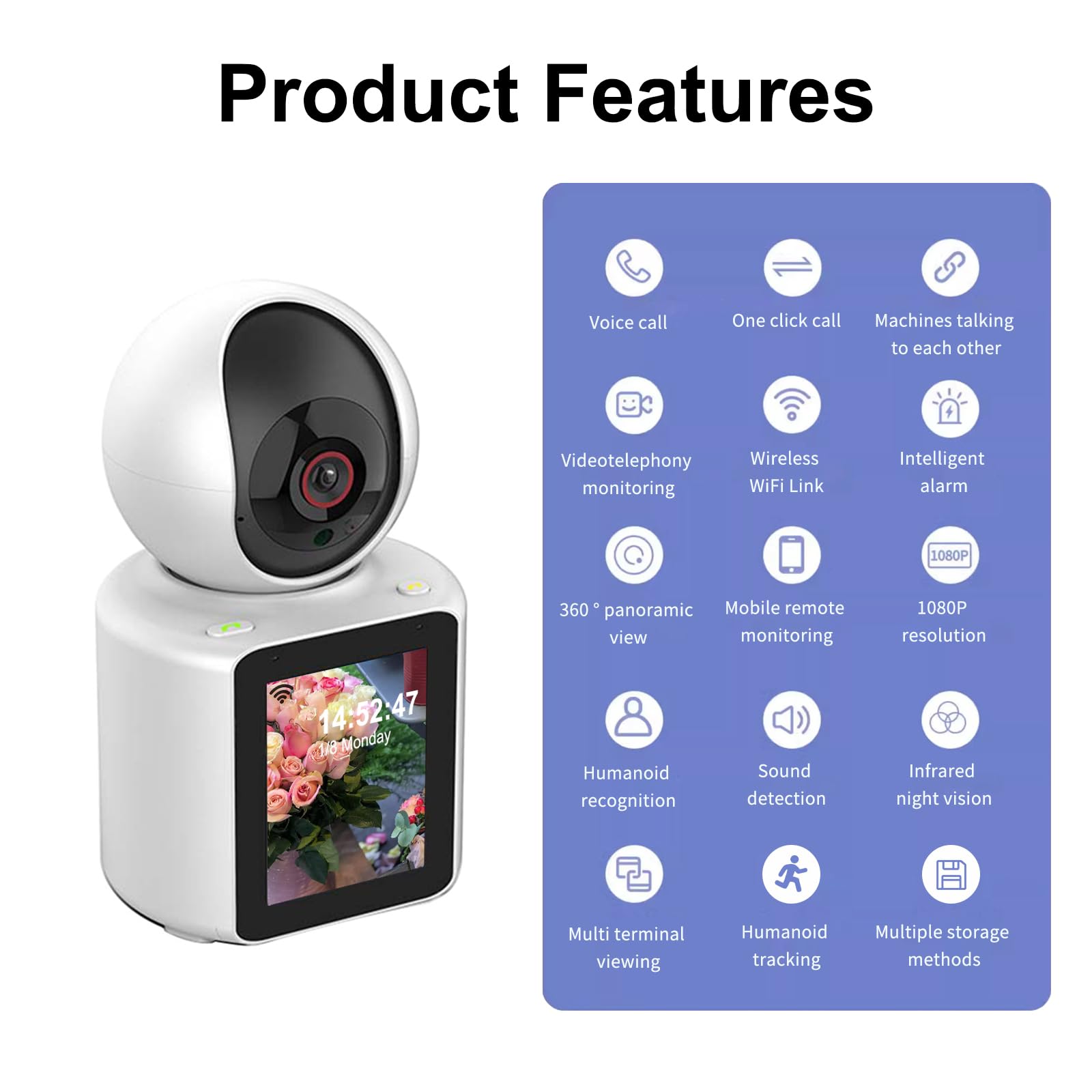 Two-Way Video Pet Camera with HD Screen and Remote Monitoring