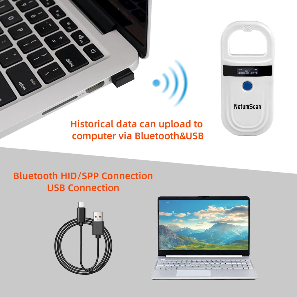 Bluetooth Pet Microchip Scanner with RFID Animal ID Reader
