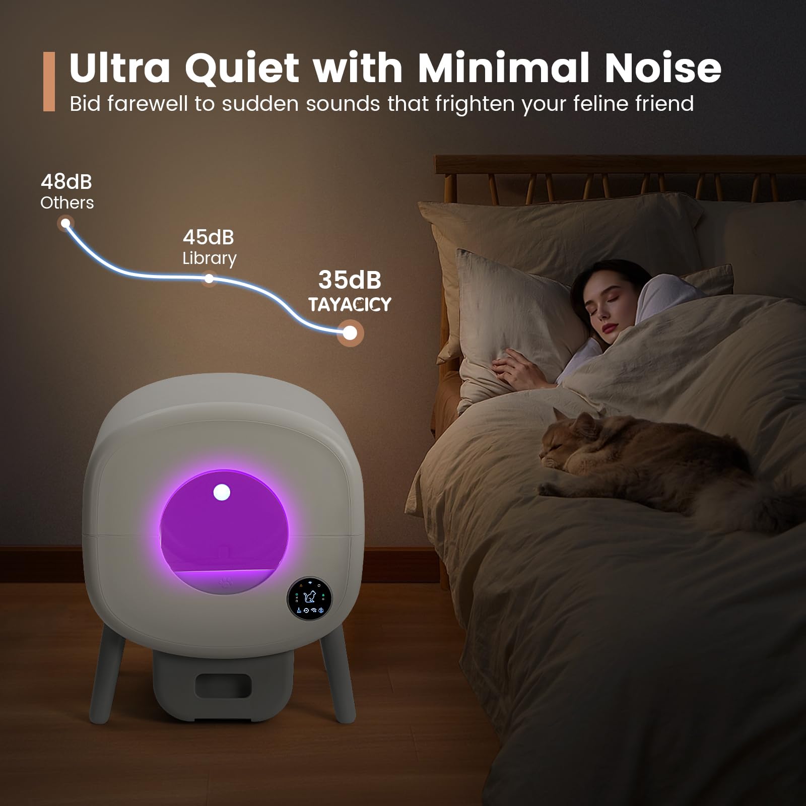 Automatic Self Cleaning Cat Litter Box with App Control