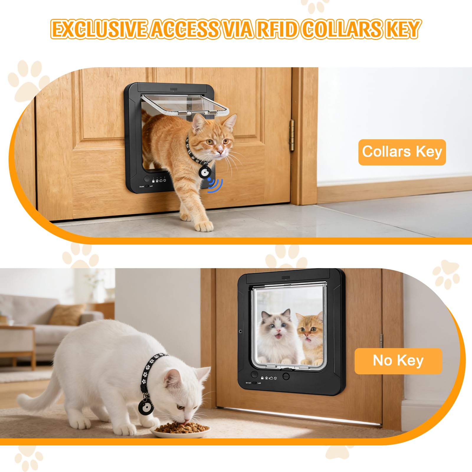 RFID Smart Cat Door with Collar Sensor and Remote Control