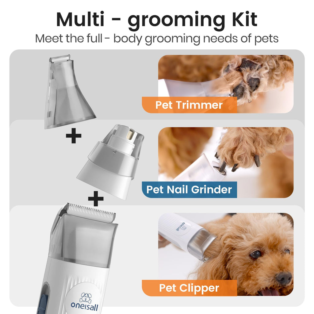 Pet Grooming Vacuum Kit with Clipper and Nail Grinder