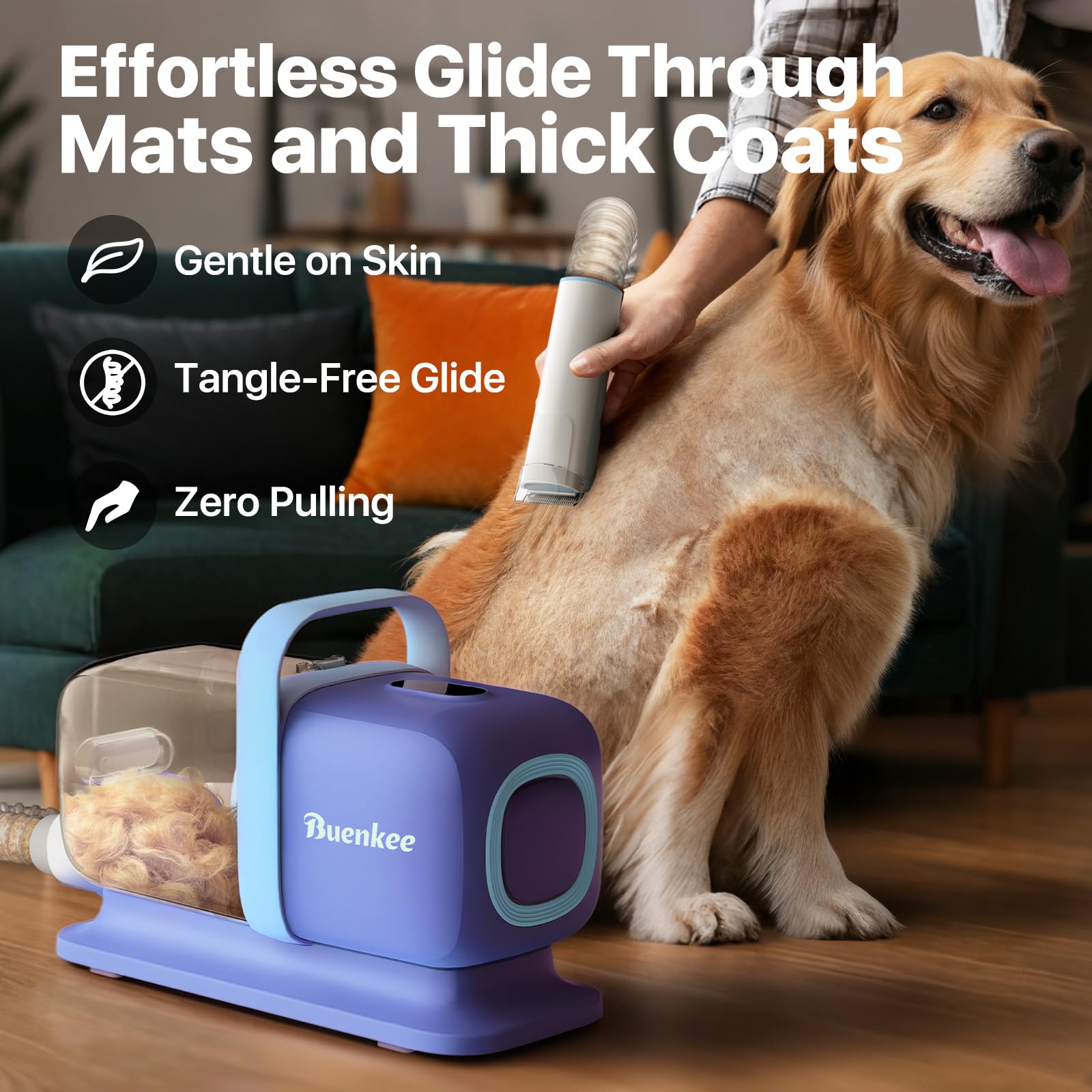 Pet Grooming Vacuum Kit with Hair Clipper and Shedding Brush