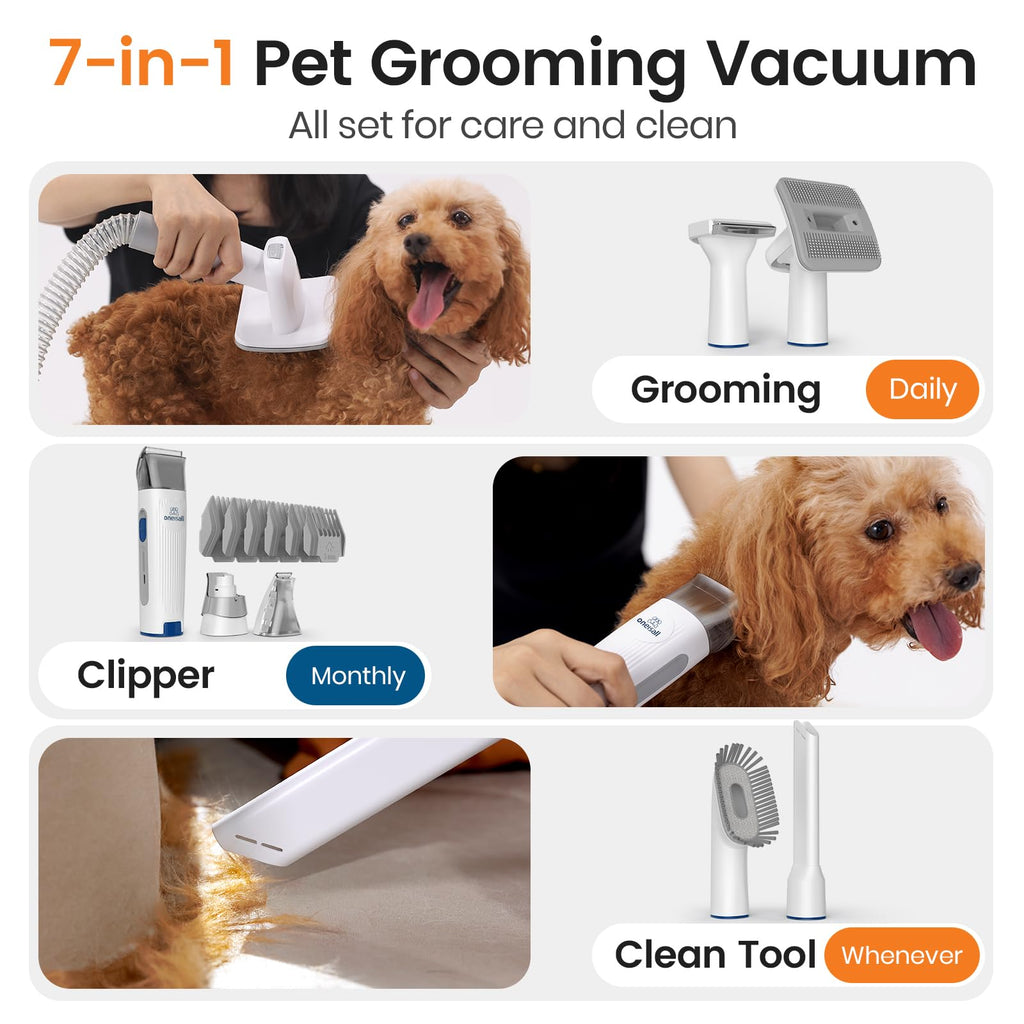 Pet Grooming Vacuum Kit with Clipper and Nail Grinder
