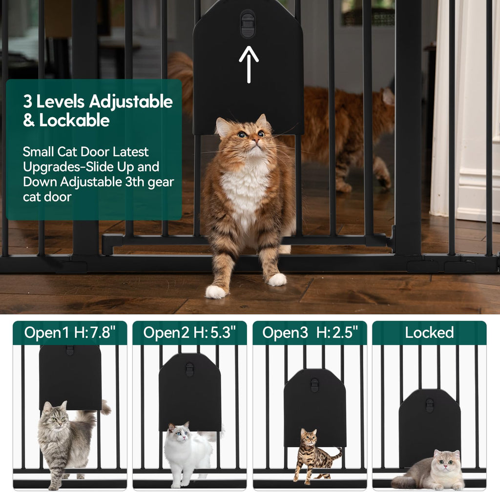 Auto Close Metal Pet Safety Gate with Small Cat Door