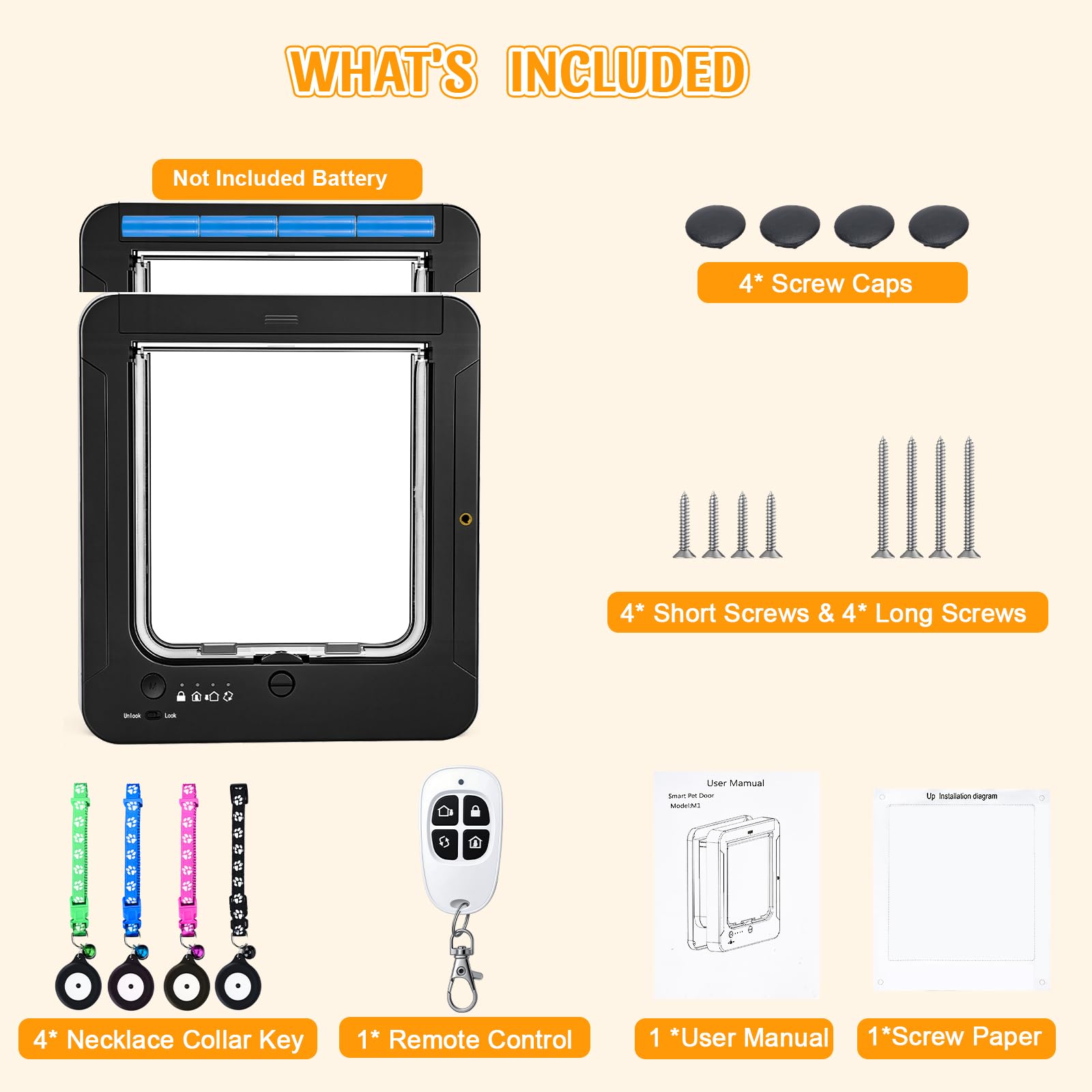 RFID Smart Cat Door with Collar Sensor and Remote Control