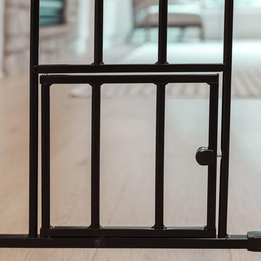 Extra Wide Metal Pet Safety Gate with Small Pet Door
