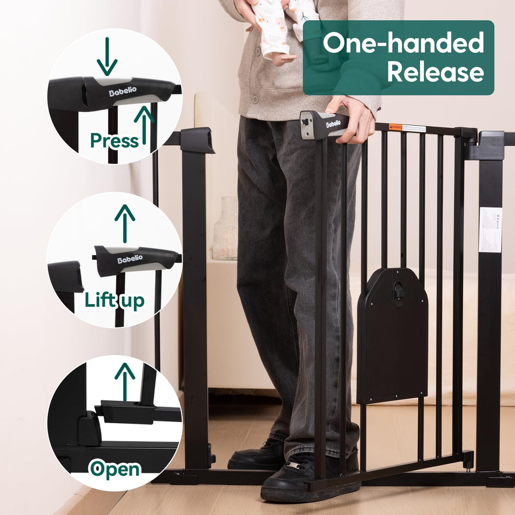 Auto Close Metal Pet Safety Gate with Small Cat Door