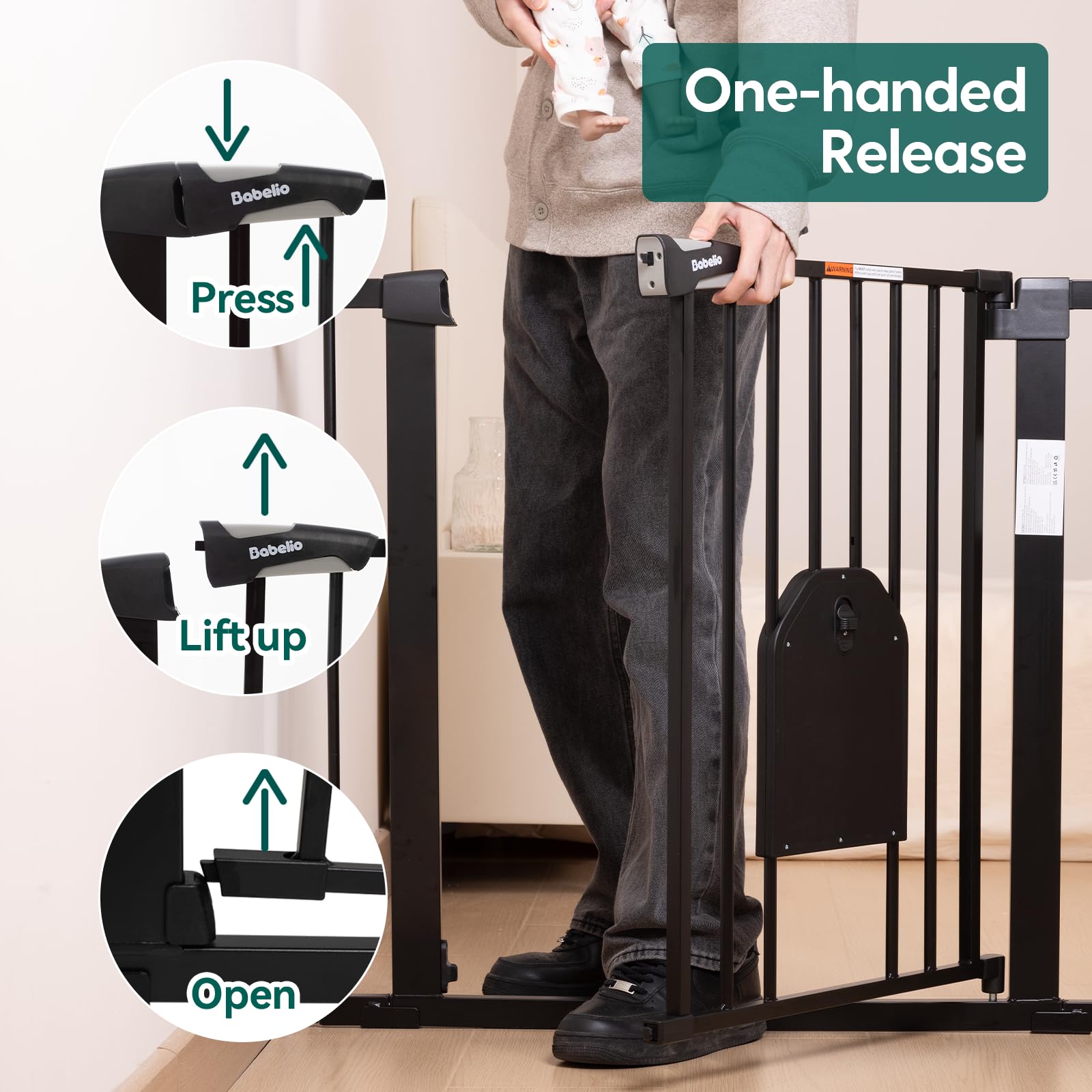 Auto Close Metal Pet Safety Gate with Small Cat Door