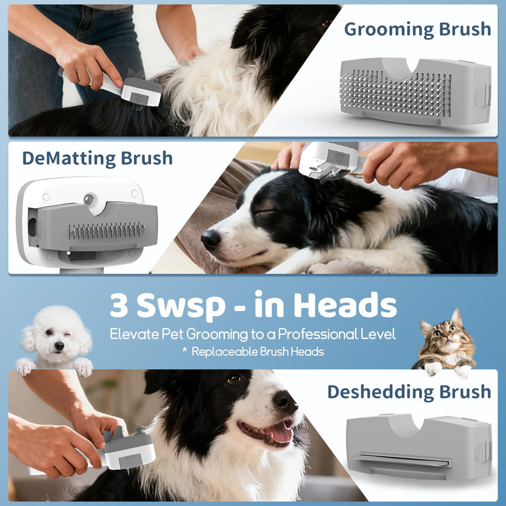 5-in-1 Pet Grooming Vacuum Kit with Clipper and Steam Brush