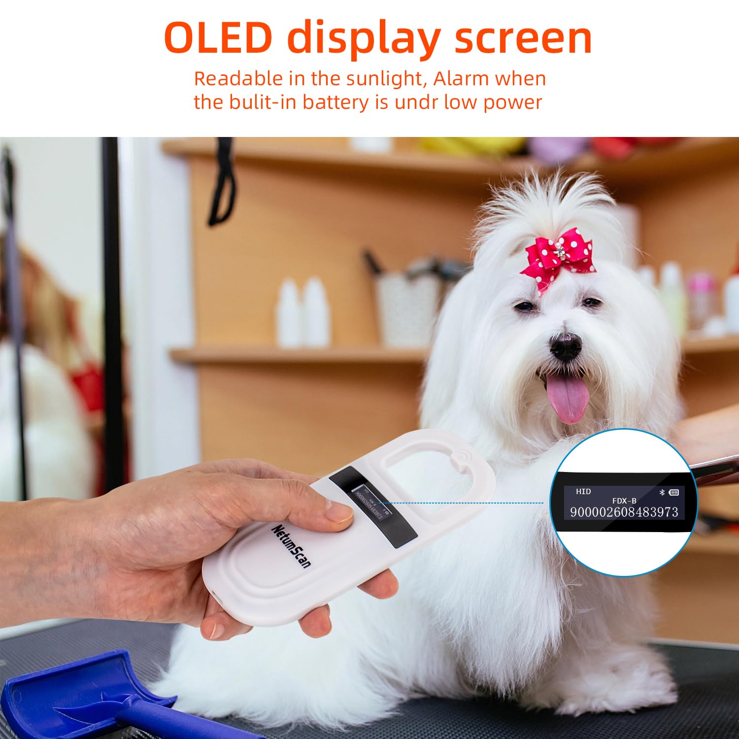 Bluetooth Pet Microchip Scanner with RFID Animal ID Reader