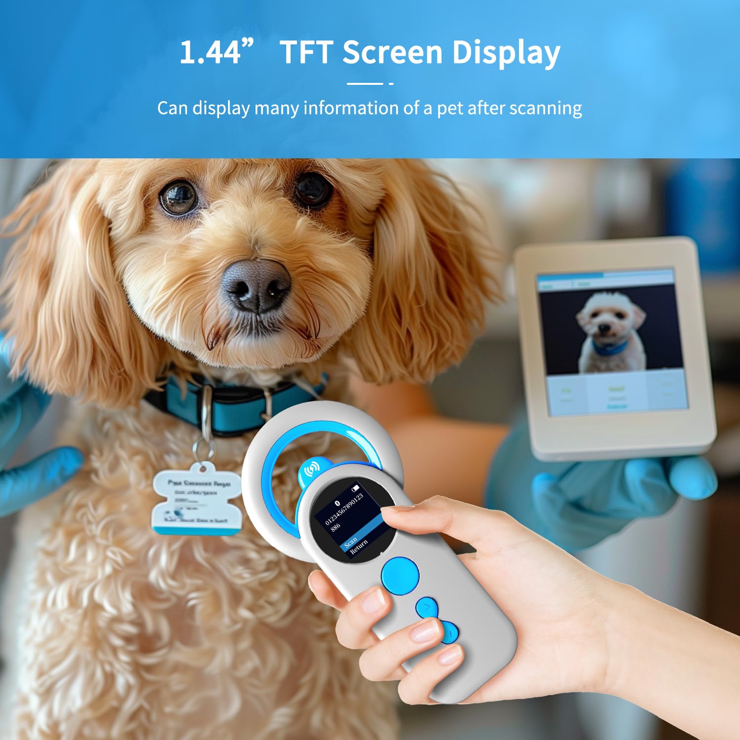 Rechargeable Pet Microchip Scanner with RFID Animal ID Reader