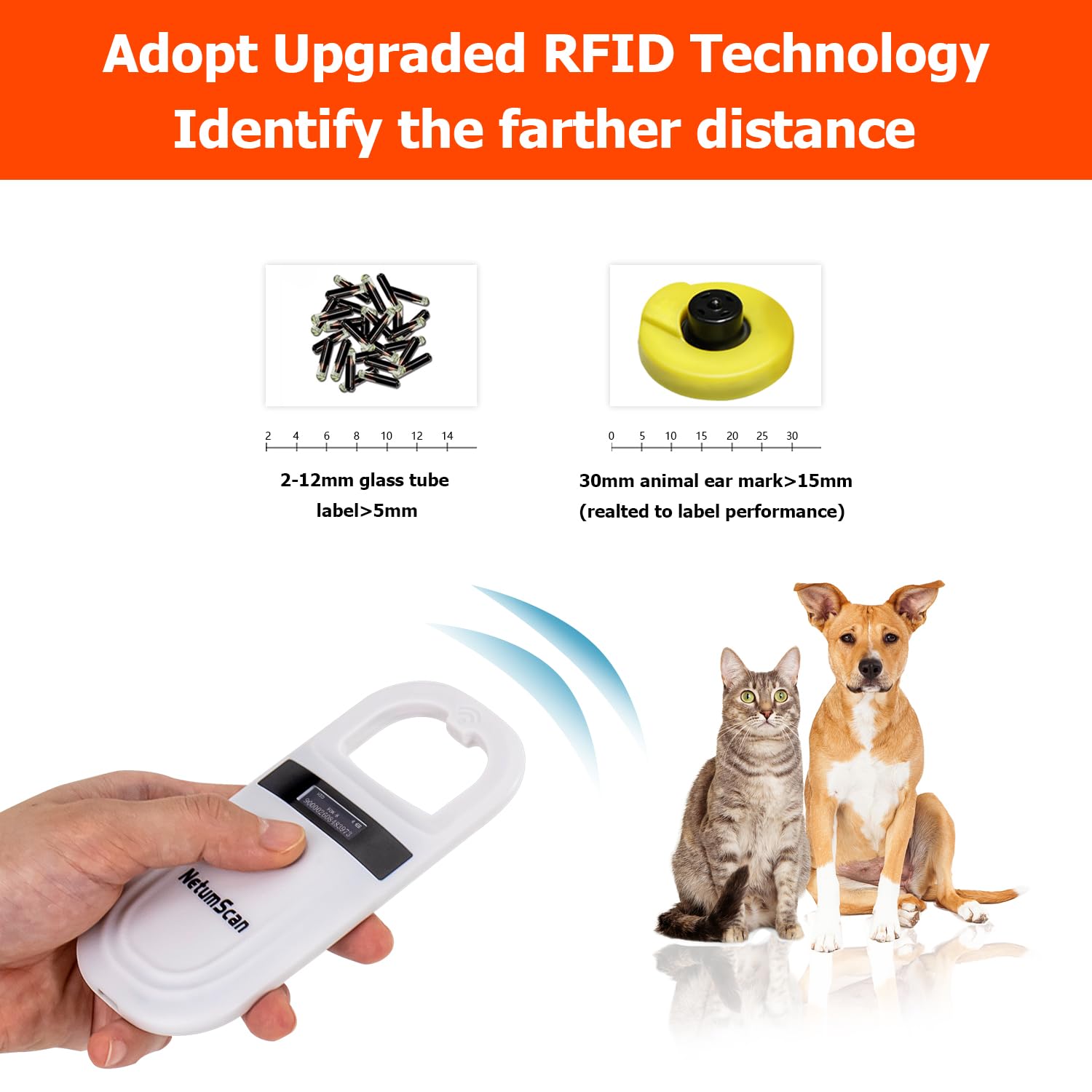 Bluetooth Pet Microchip Scanner with RFID Animal ID Reader