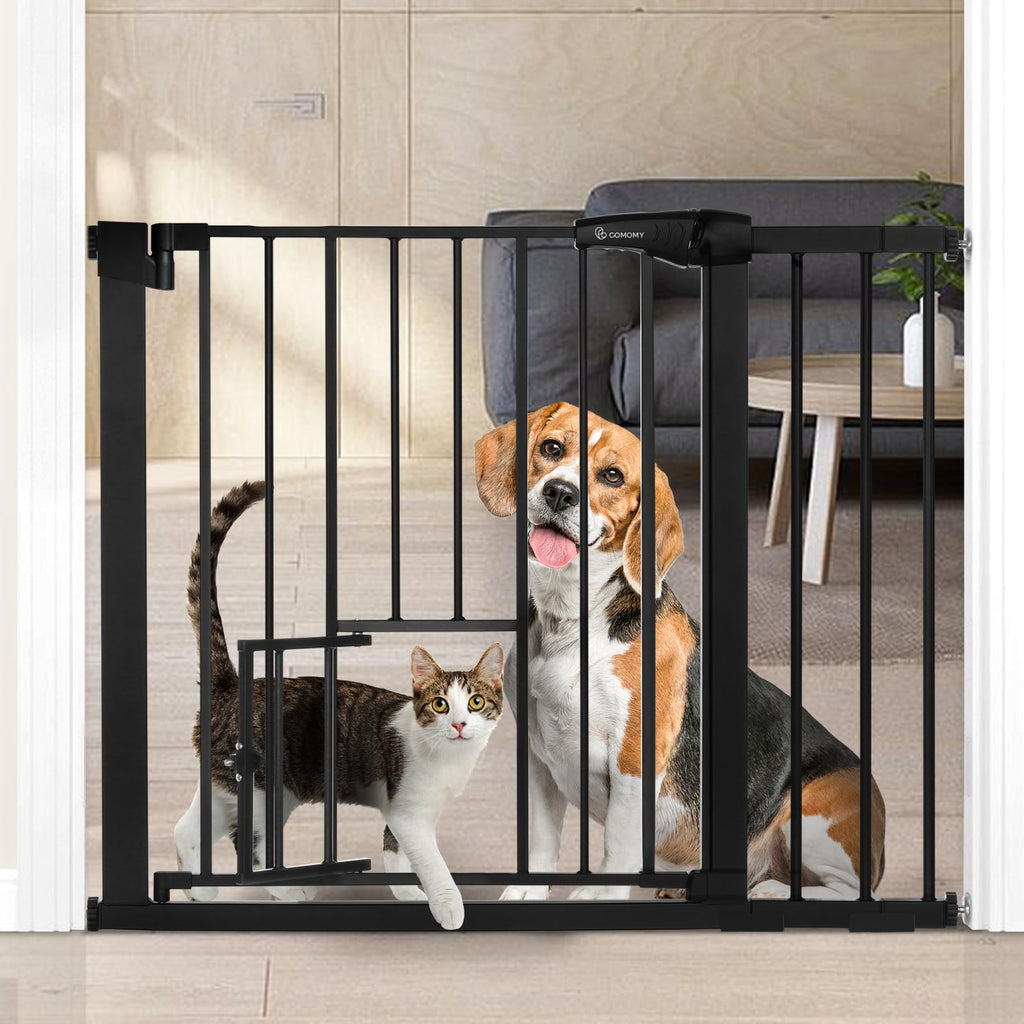 Extra Wide Tall Pet Safety Gate with Walk Through Pet Door