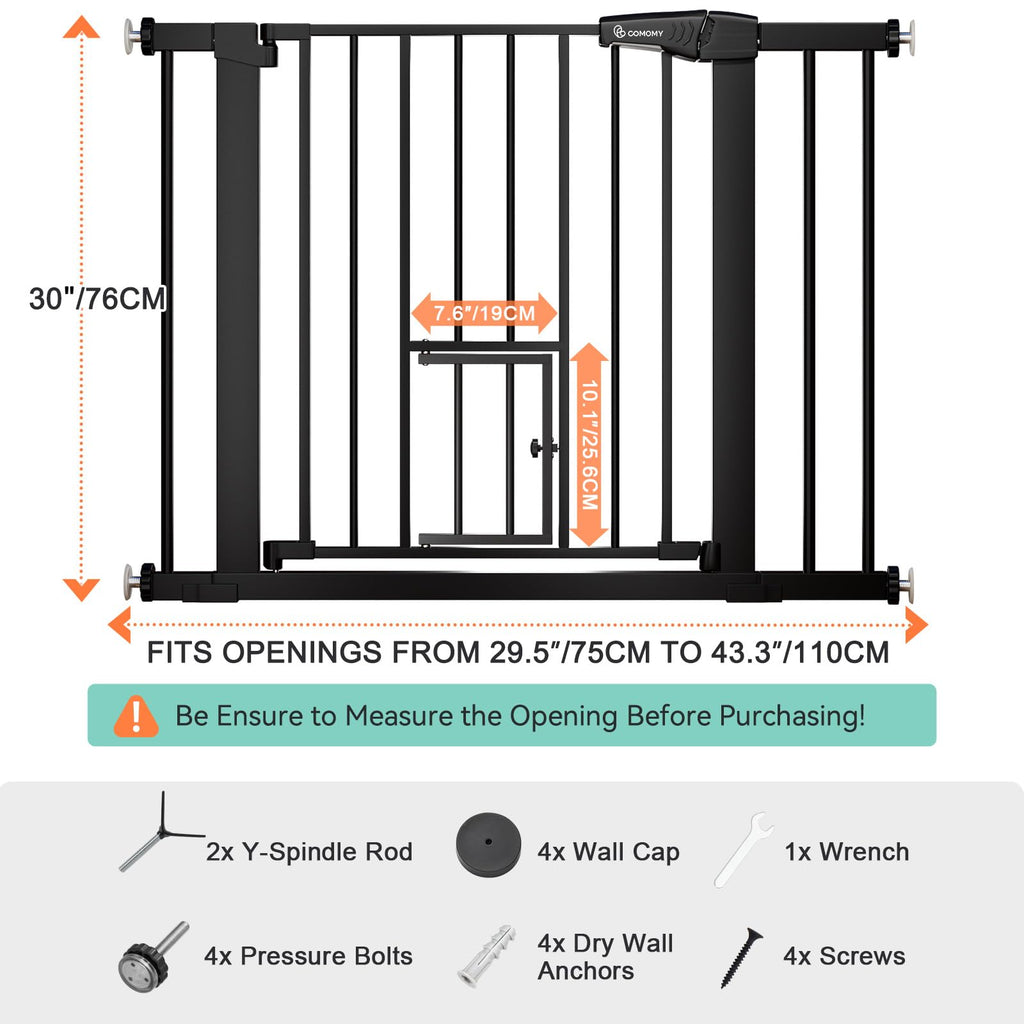 Extra Wide Tall Pet Safety Gate with Walk Through Pet Door