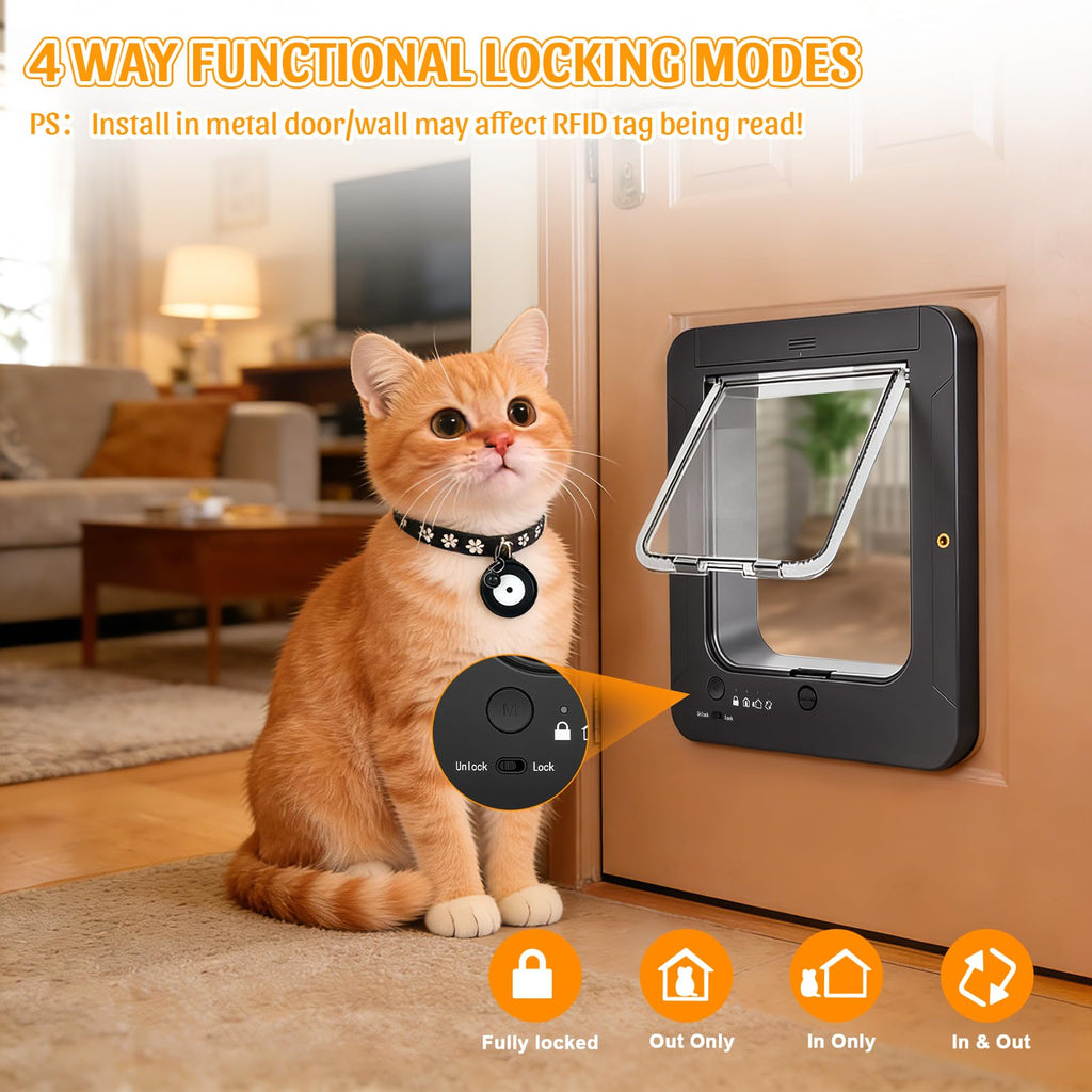 RFID Smart Cat Door with Collar Sensor and Remote Control