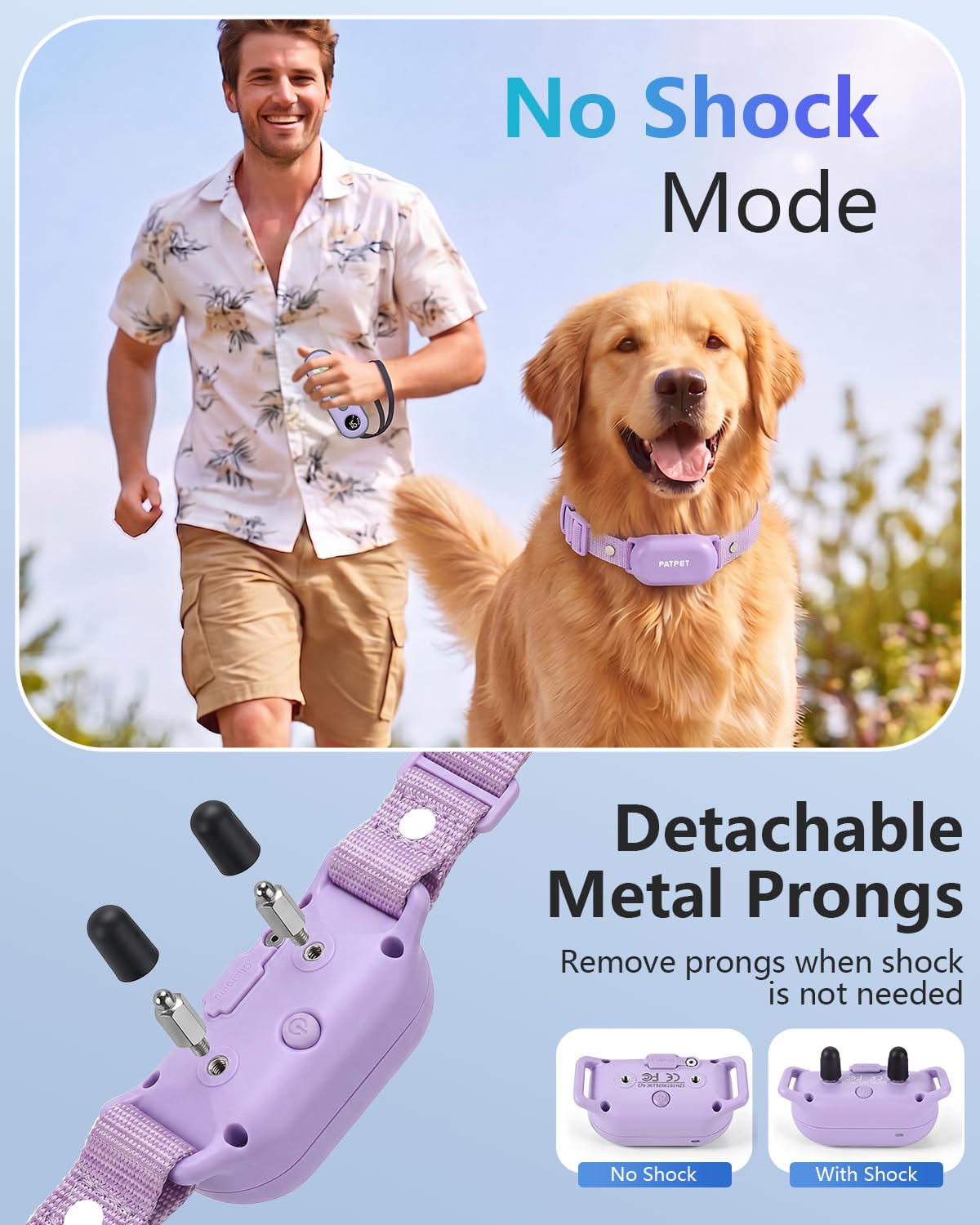 PATPET Shock Collar for 2 Dogs, 4000ft IPX7 Waterproof for 10-120lbs Dogs