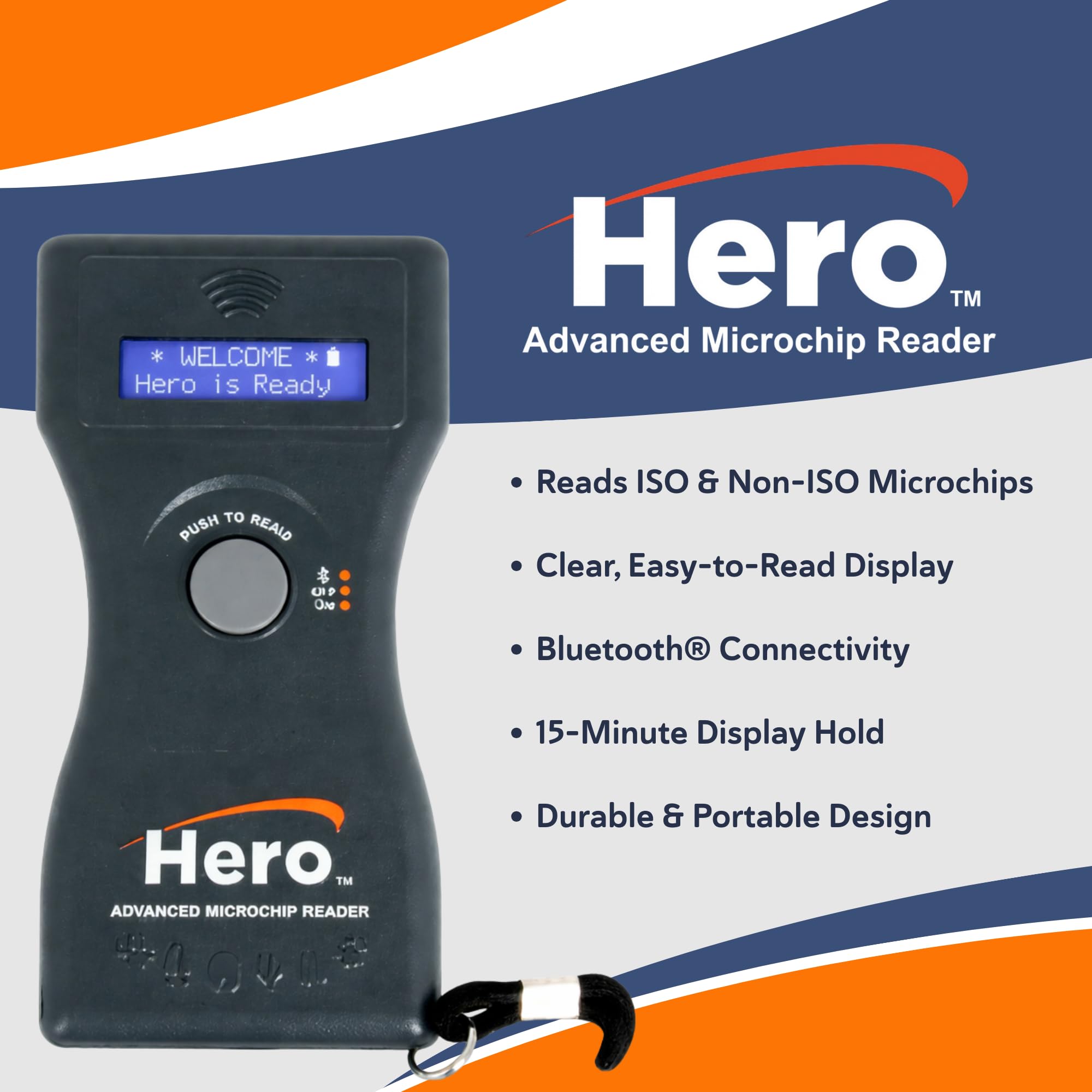 Universal Pet Microchip Scanner with Bluetooth and LCD Display