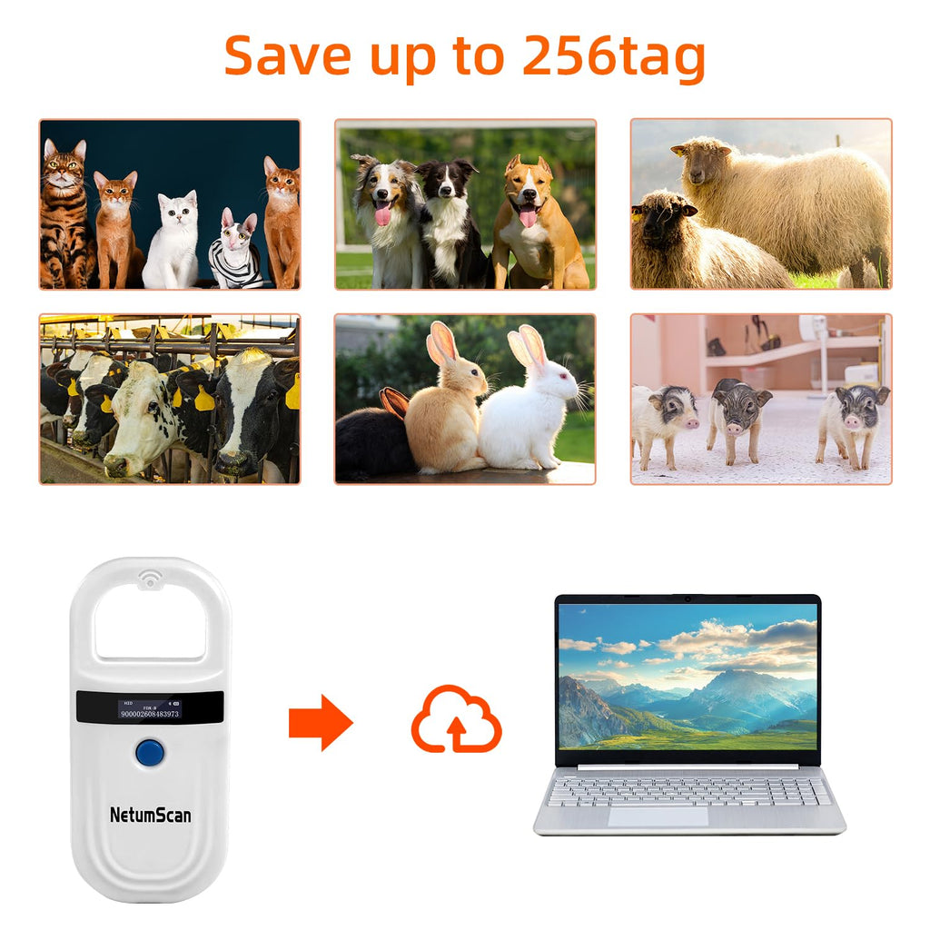 Bluetooth Pet Microchip Scanner with RFID Animal ID Reader