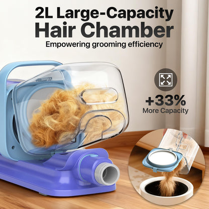 Pet Grooming Vacuum Kit with Hair Clipper and Shedding Brush