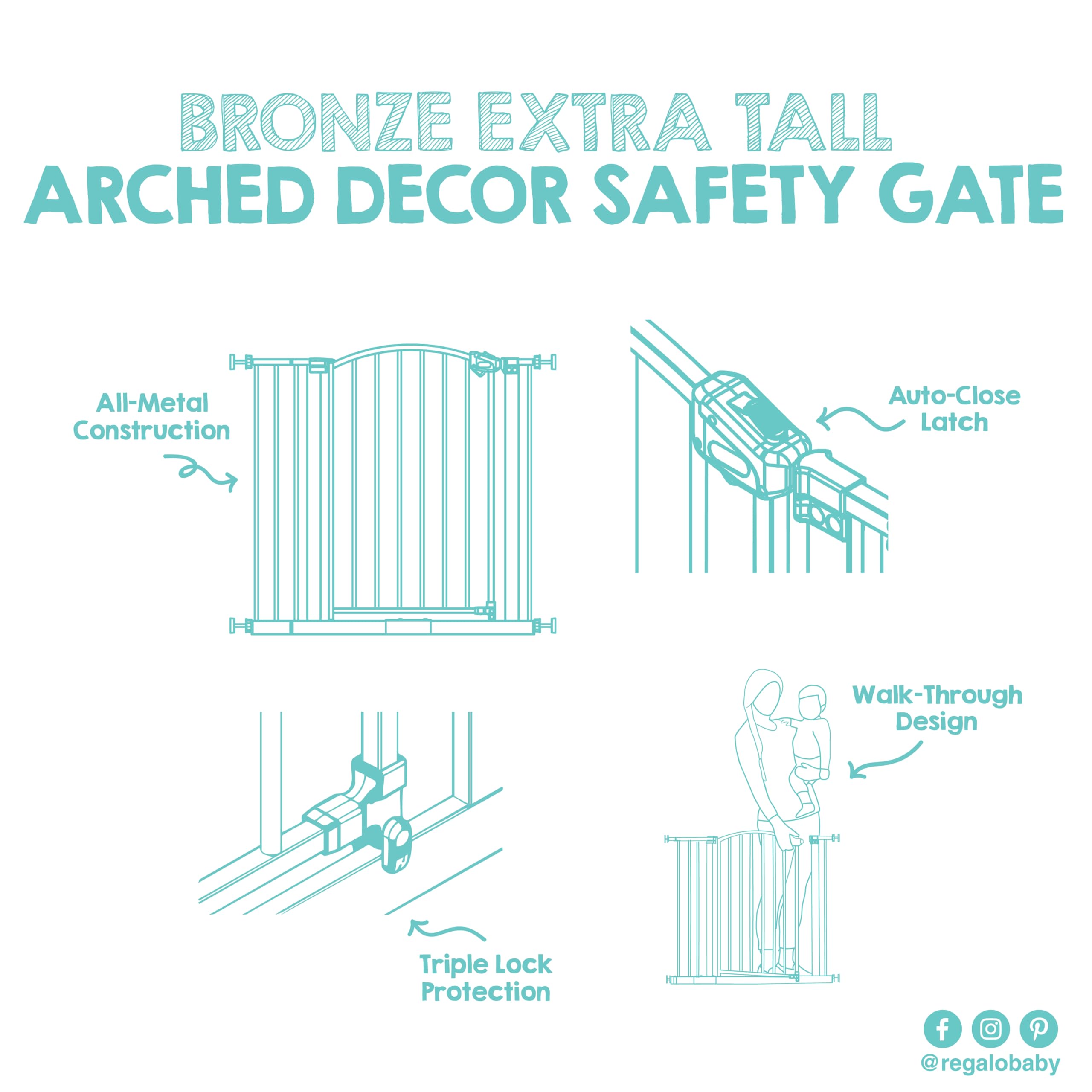 Extra Wide Walk Through Pet Safety Gate with Extension Kit