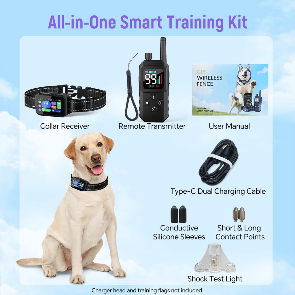 GPS Wireless Dog Fence with App Control and Training Modes