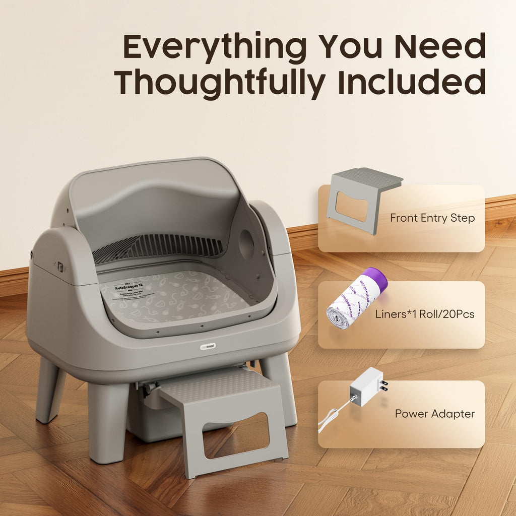 Open Top Automatic Self Cleaning Cat Litter Box with Safety Sensors
