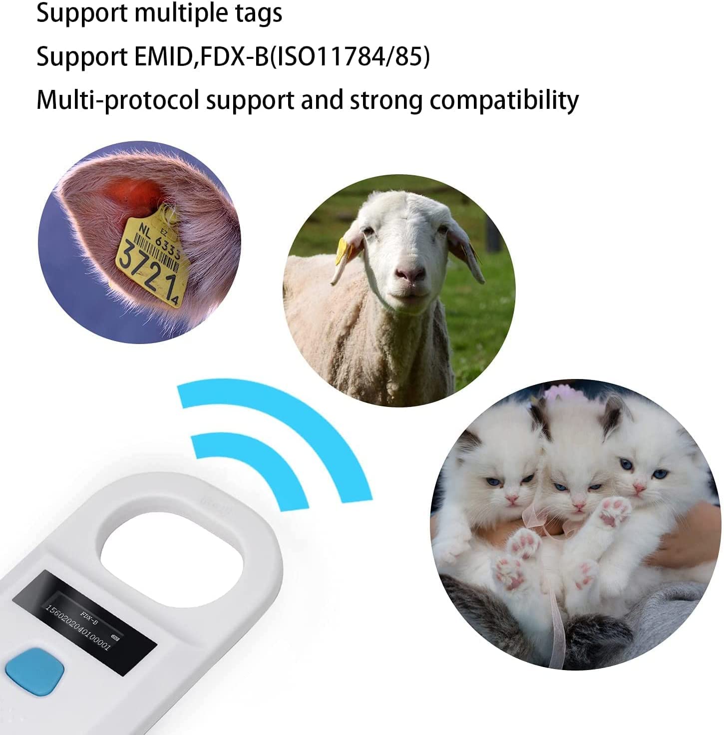 Rechargeable Pet Microchip Scanner with RFID Animal ID Reader