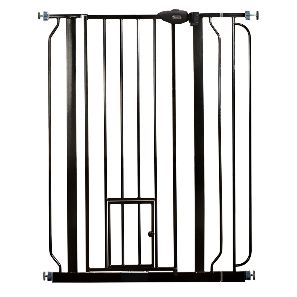 Extra Wide Metal Pet Safety Gate with Small Pet Door