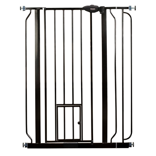 Extra Wide Metal Pet Safety Gate with Small Pet Door