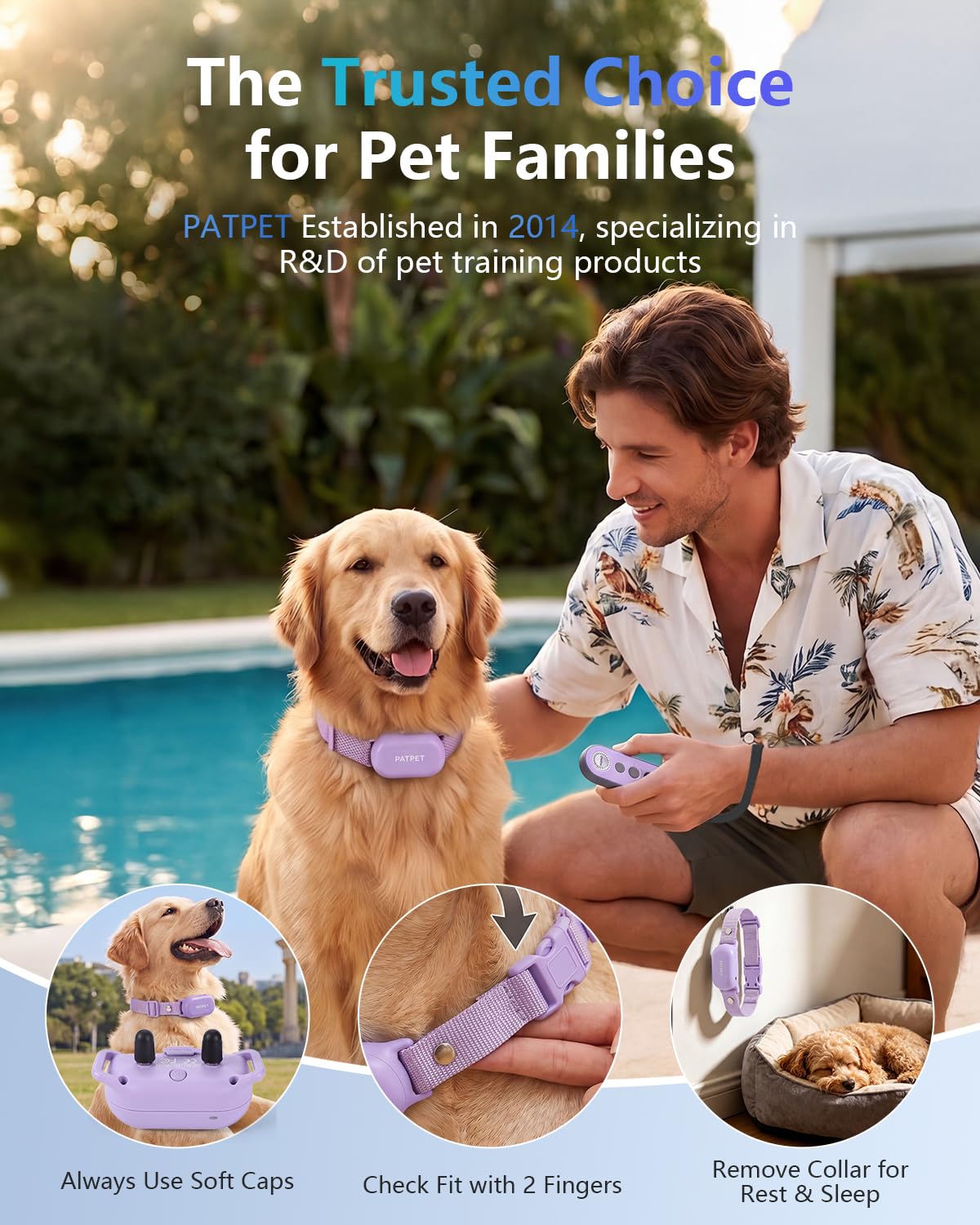 PATPET Shock Collar for 2 Dogs, 4000ft IPX7 Waterproof for 10-120lbs Dogs