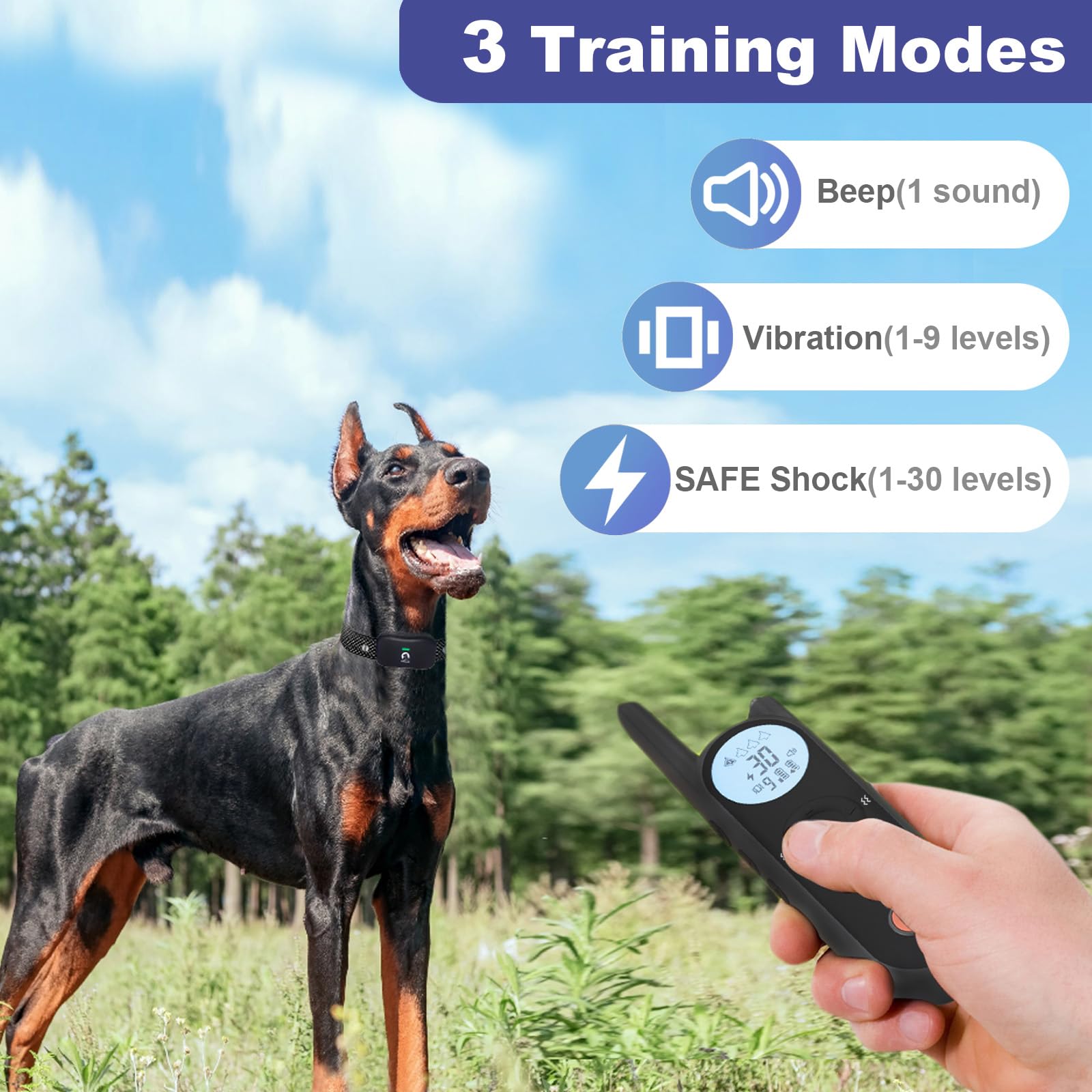 Wireless Dog Fence with Training Collar and Remote Control System