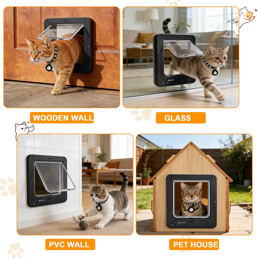 RFID Smart Cat Door with Collar Sensor and Remote Control