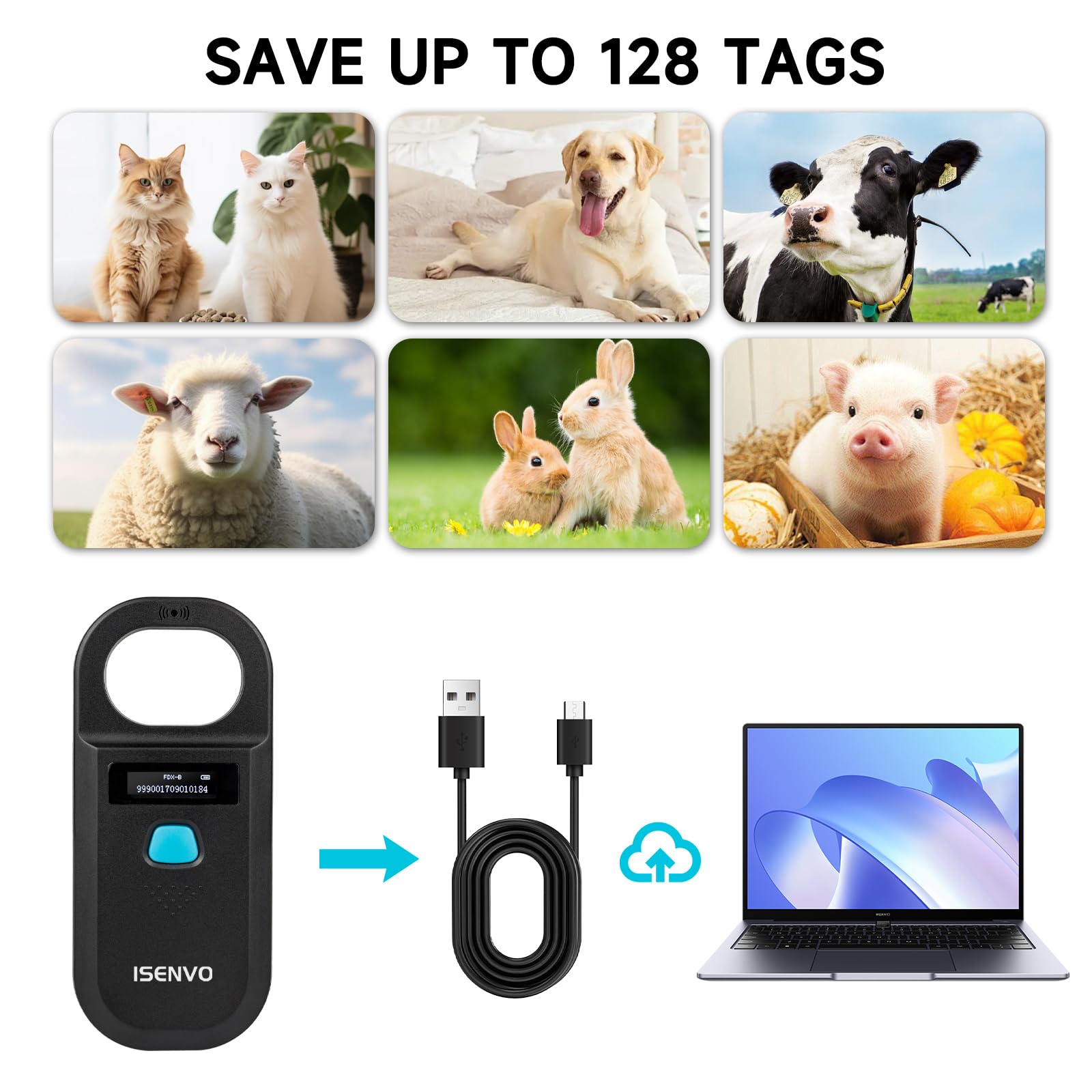 Rechargeable RFID Pet Microchip Scanner with Animal ID Reader