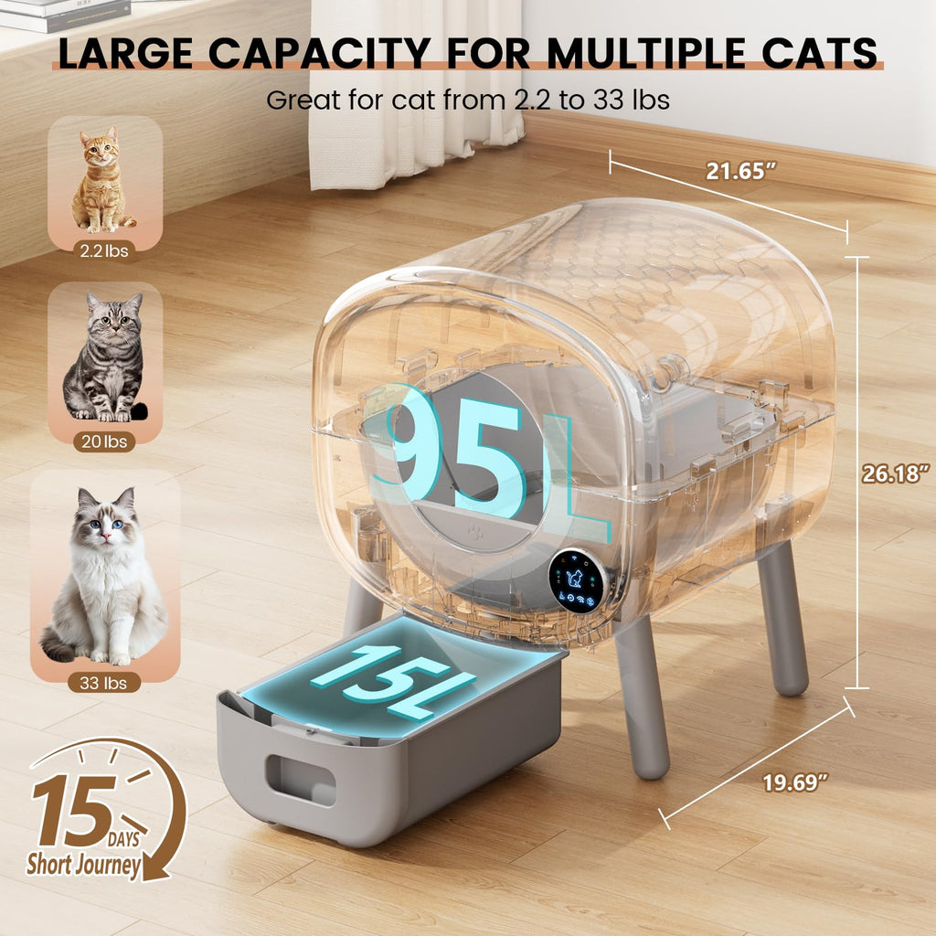 Automatic Self Cleaning Cat Litter Box with App Control