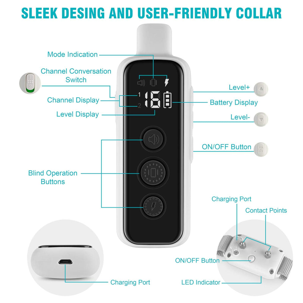 Waterproof Dog Training Collar with Beep Vibration and Remote Control