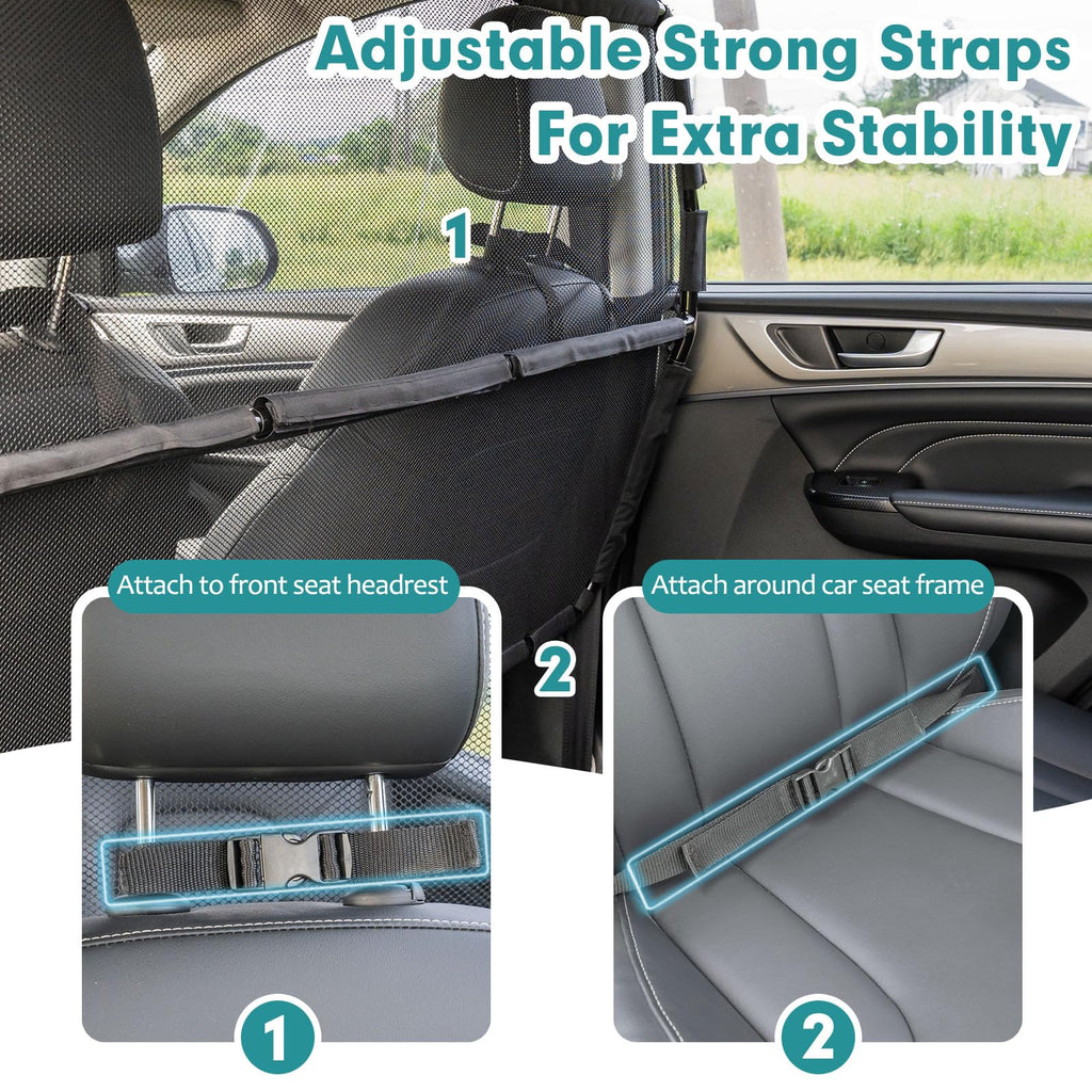 Dog Car Barrier with Mesh Divider for Vehicle Travel Safety