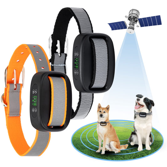 GPS Wireless Dog Fence with Adjustable Boundary and Dual Collars