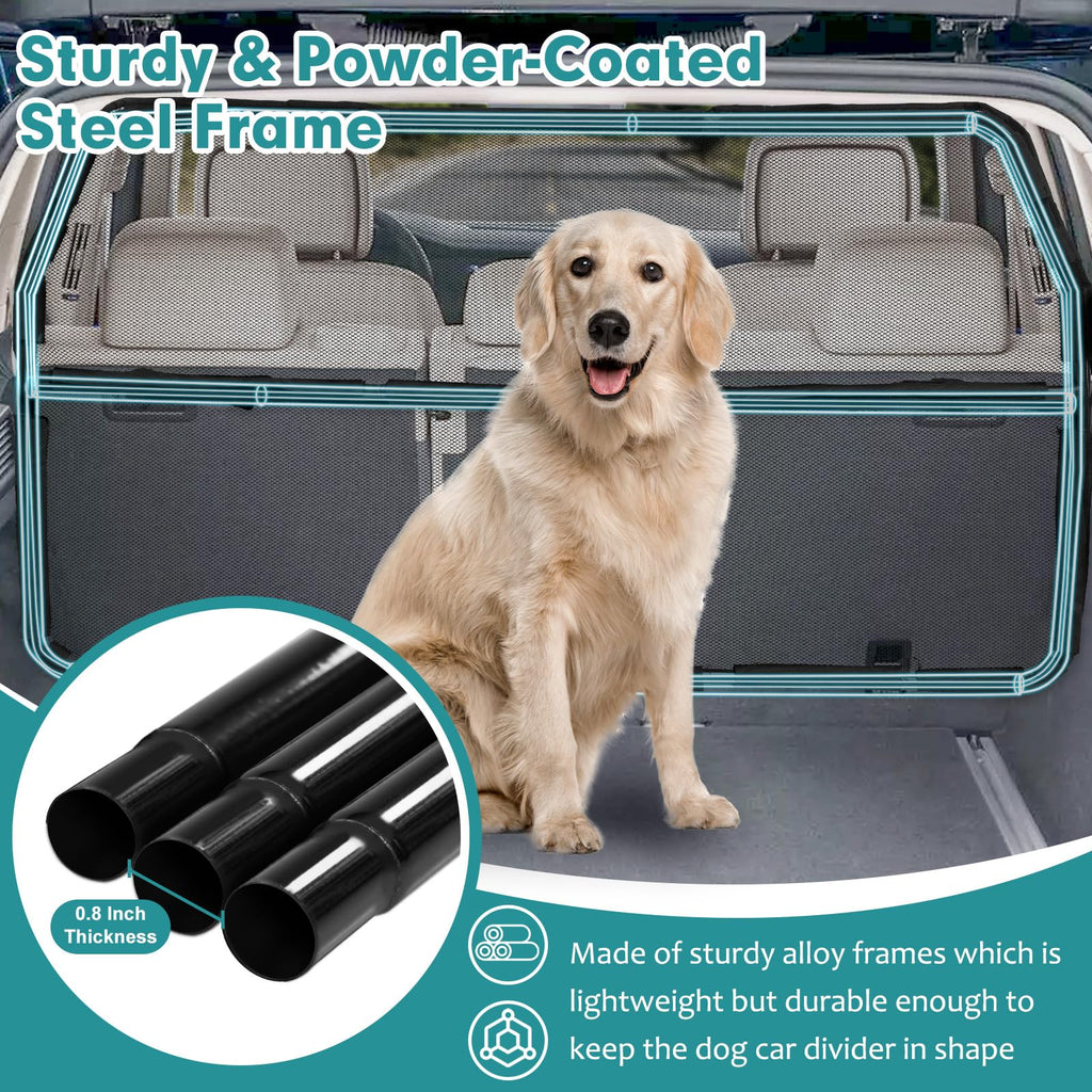 Dog Car Barrier with Mesh Divider for Vehicle Travel Safety