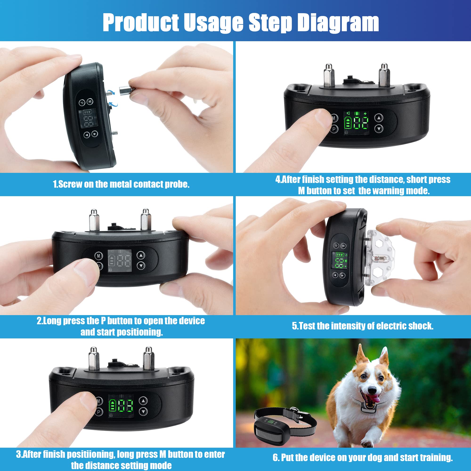 GPS Wireless Dog Fence with Adjustable Boundary and Dual Collars