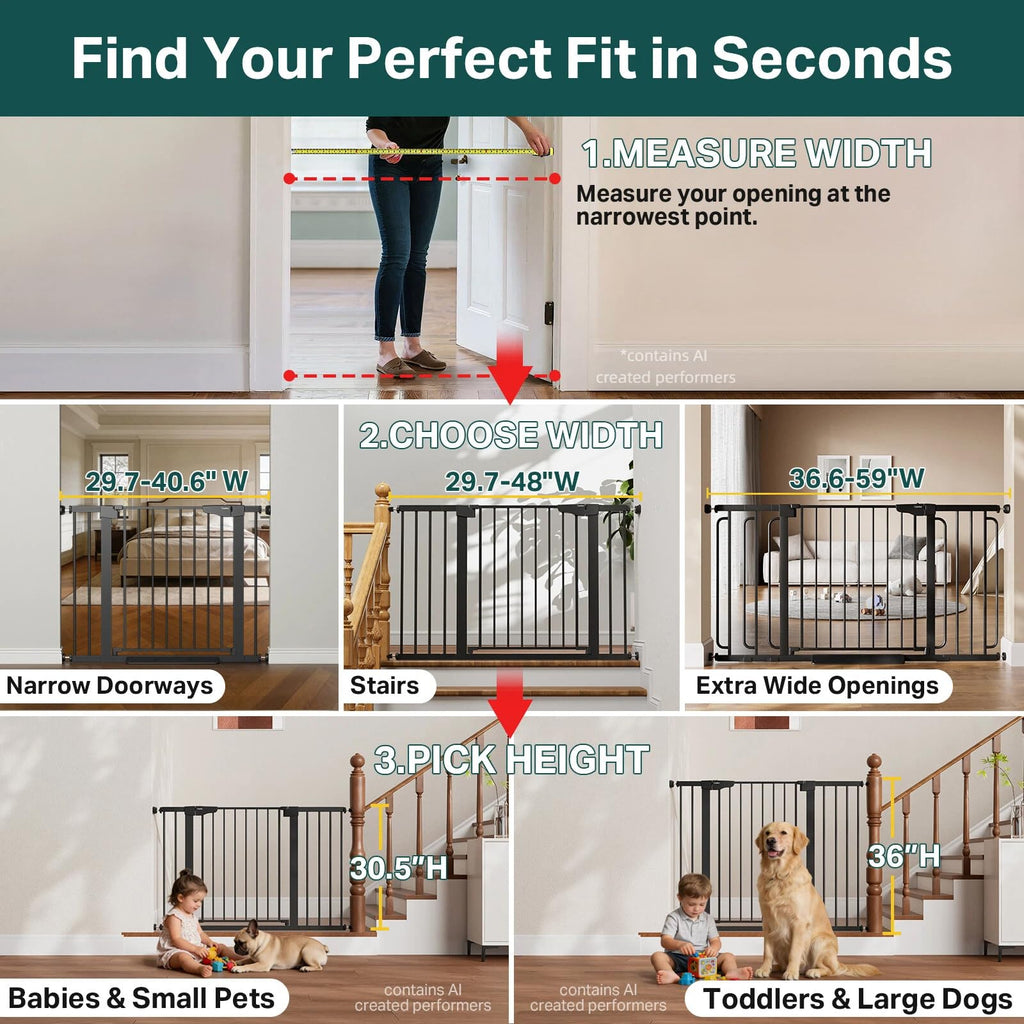 Extra Wide Pressure Mounted Pet Safety Gate for Doorways and Stairs