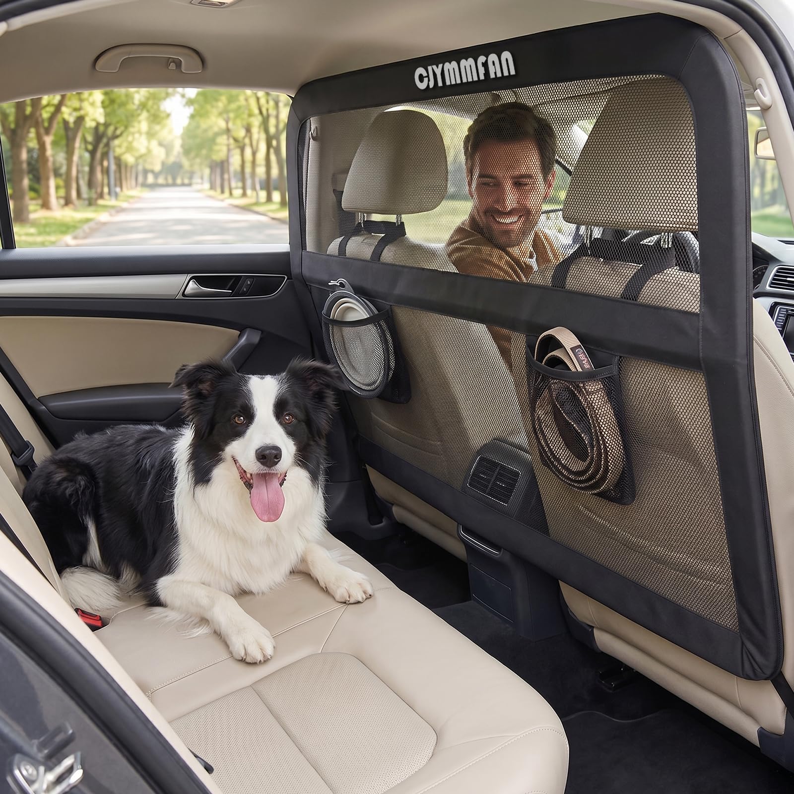 CJYMMFAN Dog Barrier for Car Back Seat & Cargo Area with Wider Coverage