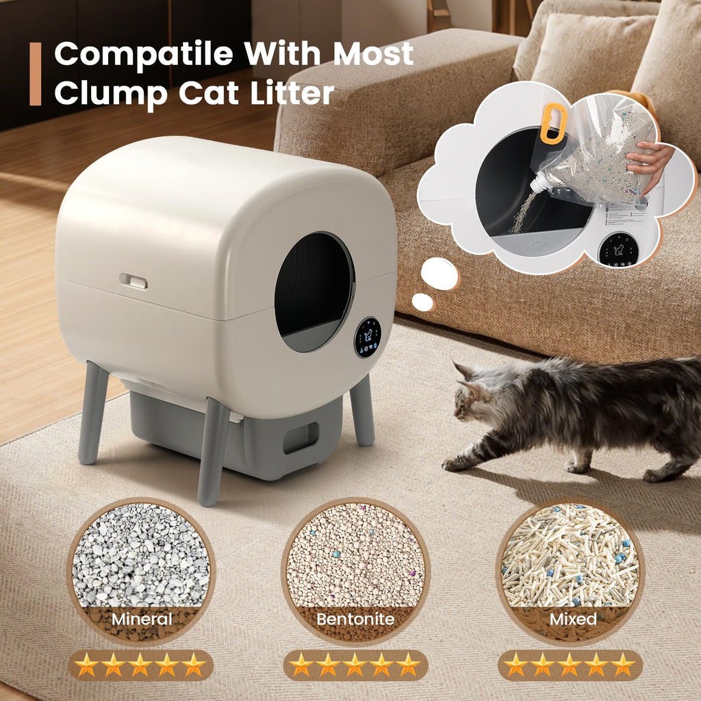 Automatic Self Cleaning Cat Litter Box with App Control