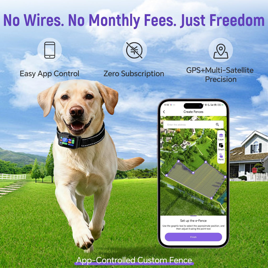 GPS Wireless Dog Fence with App Control and Training Modes
