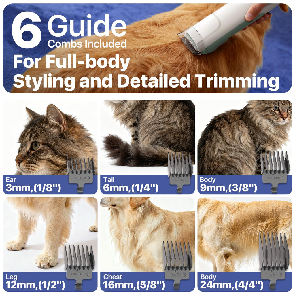 Pet Grooming Vacuum Kit with Hair Clipper and Shedding Brush